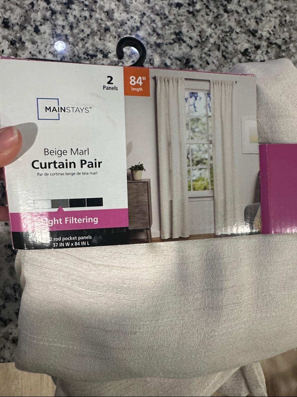 Mainstays Beige Marl Light-Filtering Curtain Pair